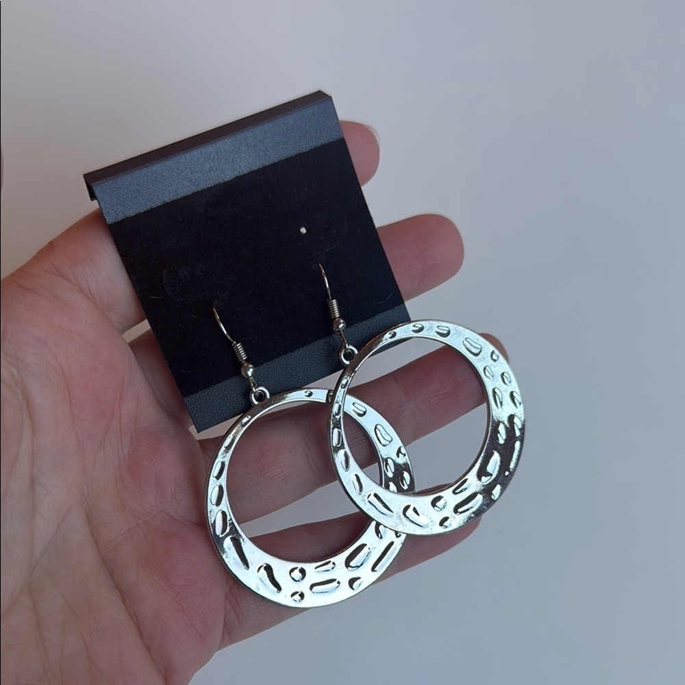 Large Silver Tone Hoop Earrings